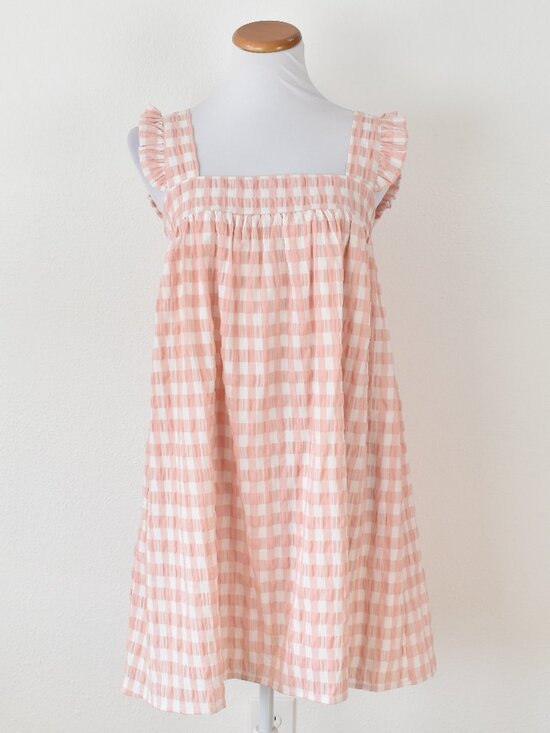 Storia Dresses & Skirts - Storia Pink Gingham Babydoll Mini Dress NEW - M